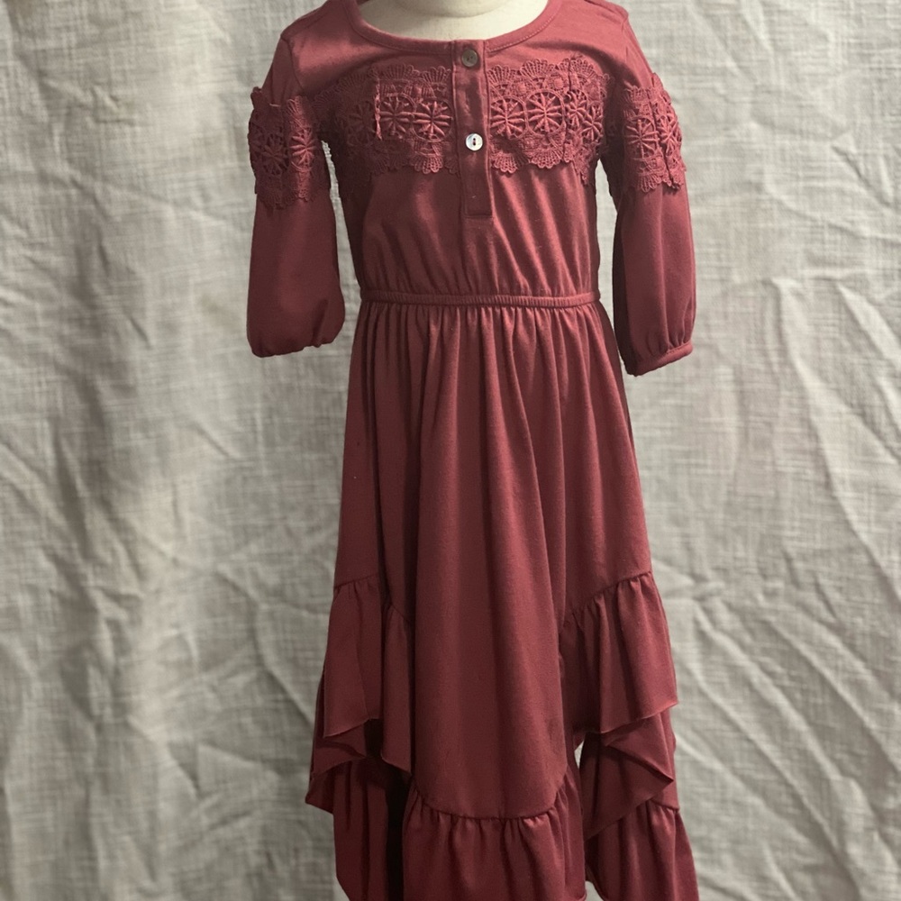 Joyfolie Burgundy Lace Kids Dress